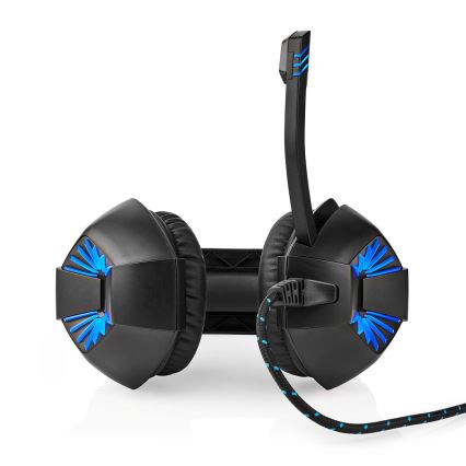LED Gaming fejhallgató mikrofonnal fekete/kék