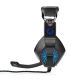 LED Gaming fejhallgató mikrofonnal fekete/kék
