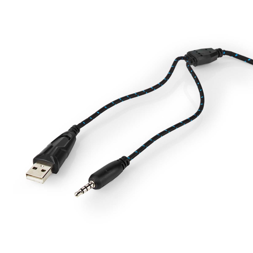 LED Gaming fejhallgató mikrofonnal fekete/kék