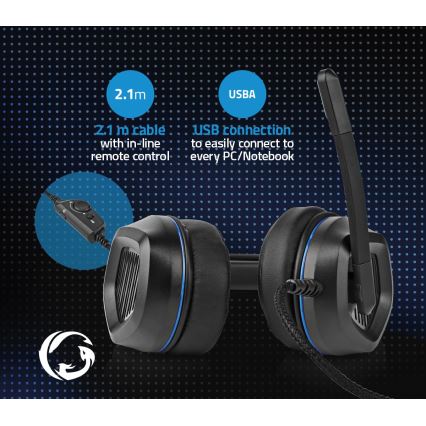 LED Gaming fejhallgató mikrofonnal fekete