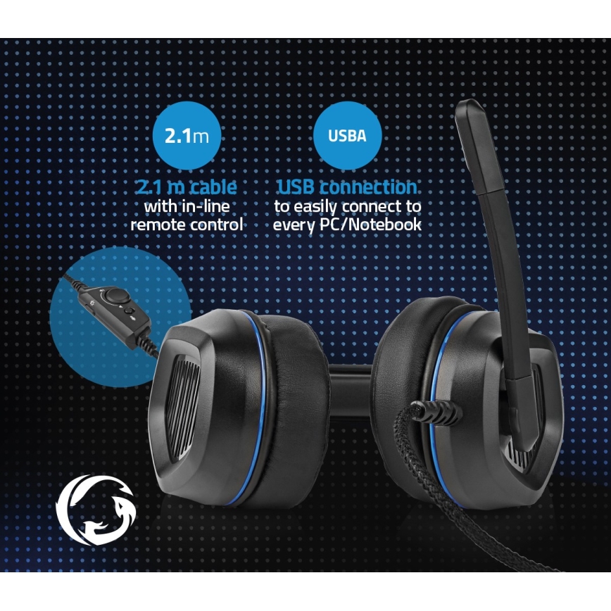 LED Gaming fejhallgató mikrofonnal fekete