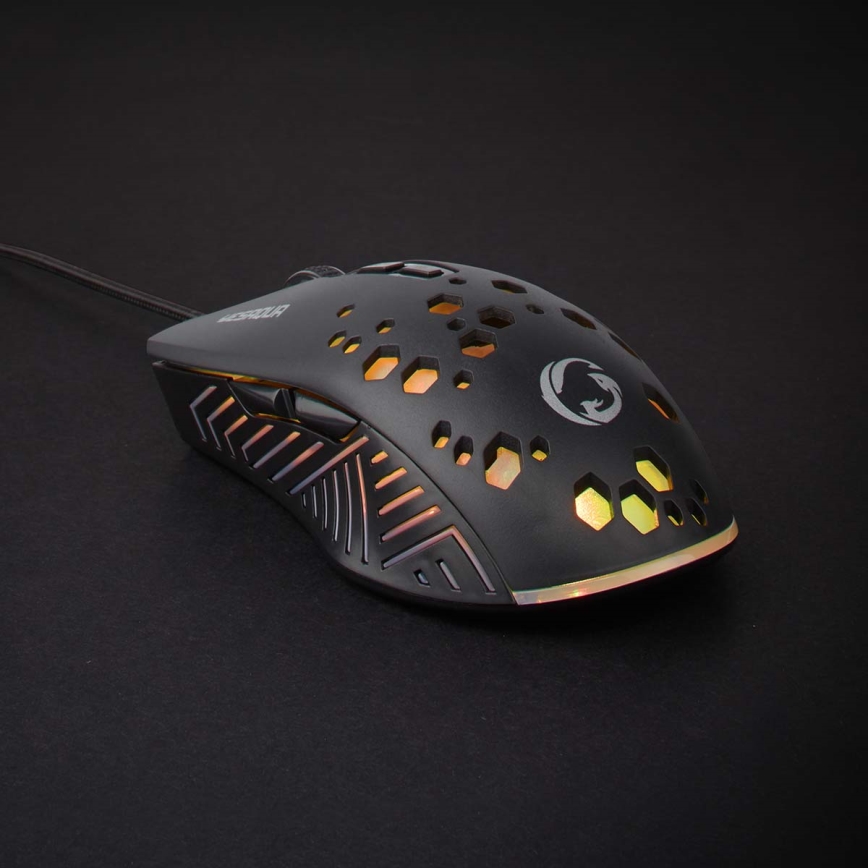 LED Gaming egér 800/1200/2400/3200/4800/7200 DPI 7 gombos fekete