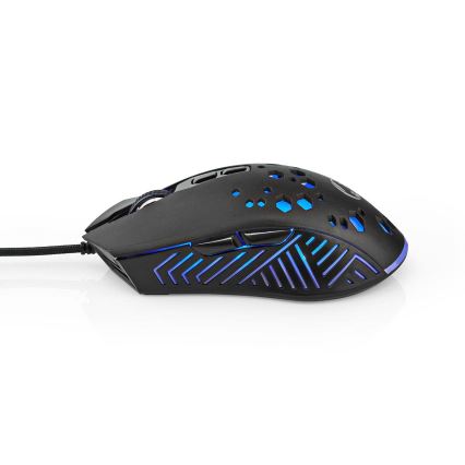 LED Gaming egér 800/1200/2400/3200/4800/7200 DPI 7 gombos fekete