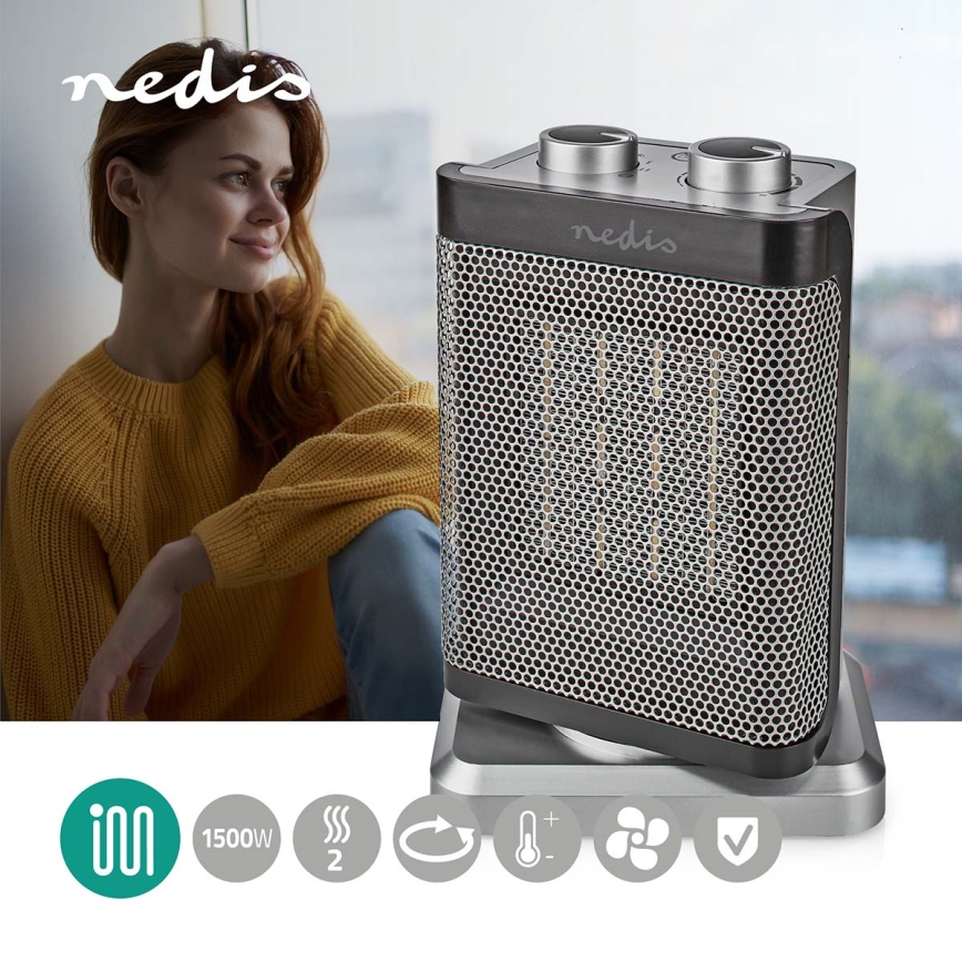 Ventilátor kerámia fűtőelemmel 1000/1500W/230V ezüst