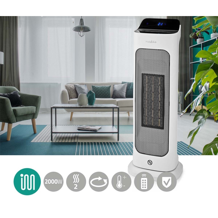 Ventilátor kerámia fűtőelemmel 1400/2000W/230V + távirányító