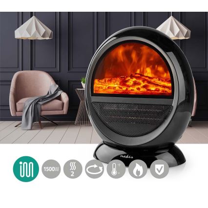 Ventilátor kerámia fűtőelemmel 1000/1500W/230V fekete