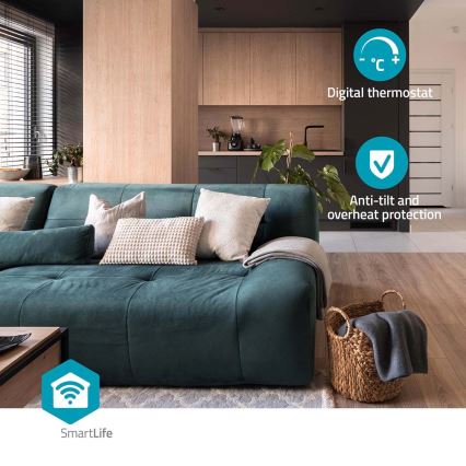 Ventilátor kerámia fűtőelemmel Smartlife 1000/1500W/230V Wi-Fi Tuya + távirányító