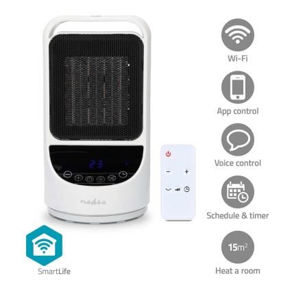 Ventilátor kerámia fűtőelemmel Smartlife 1000/1500W/230V Wi-Fi Tuya + távirányító