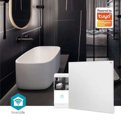 Infravörös fűtőpanel 350W/230V 59,8x62 cm IP44 Wi-Fi Tuya + távirányító