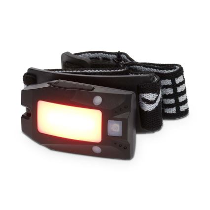 Fényerőszabályozható LED-es újratölthető fejlámpa mozgásérzékelővel LED/5V 500 mAh IPX4 fekete