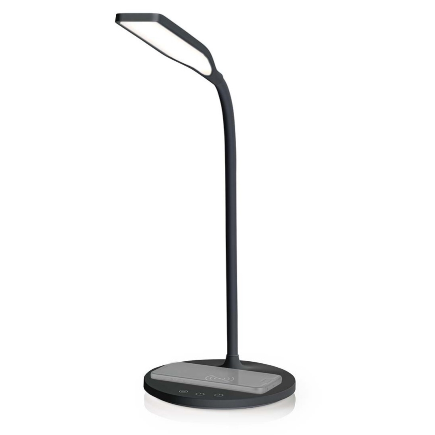 LED Dimmelhető érintőképernyős rugalmas asztali lámpa 15W vezeték nélküli töltéssel Qi LED/5,5W/230V 2700-6500K fekete