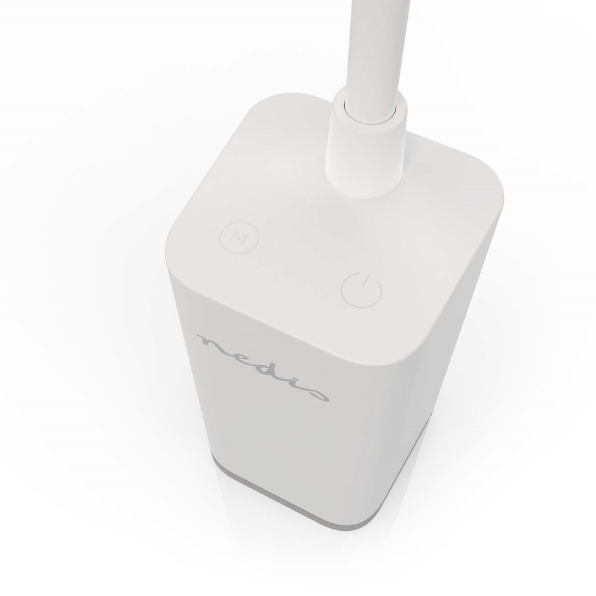 Fényerőszabályozható LED asztali lámpa, újratölthető, érintéses, hajlítható kialakítás, csíptetővel, 5W/1200 mAh, fehér