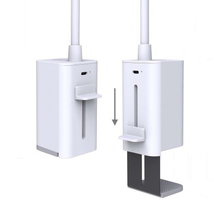 Fényerőszabályozható LED asztali lámpa, újratölthető, érintéses, hajlítható kialakítás, csíptetővel, 5W/1200 mAh, fehér