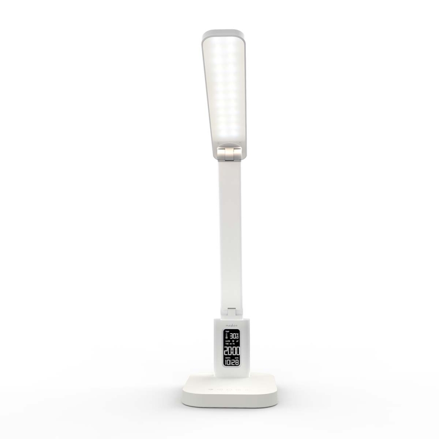 Dimmelhető, újratölthető, érintésvezérelt asztali LED-lámpa kijelzővel LED/7,5W/1200 mAh 3000/4000/5700K CRI 90 fehér