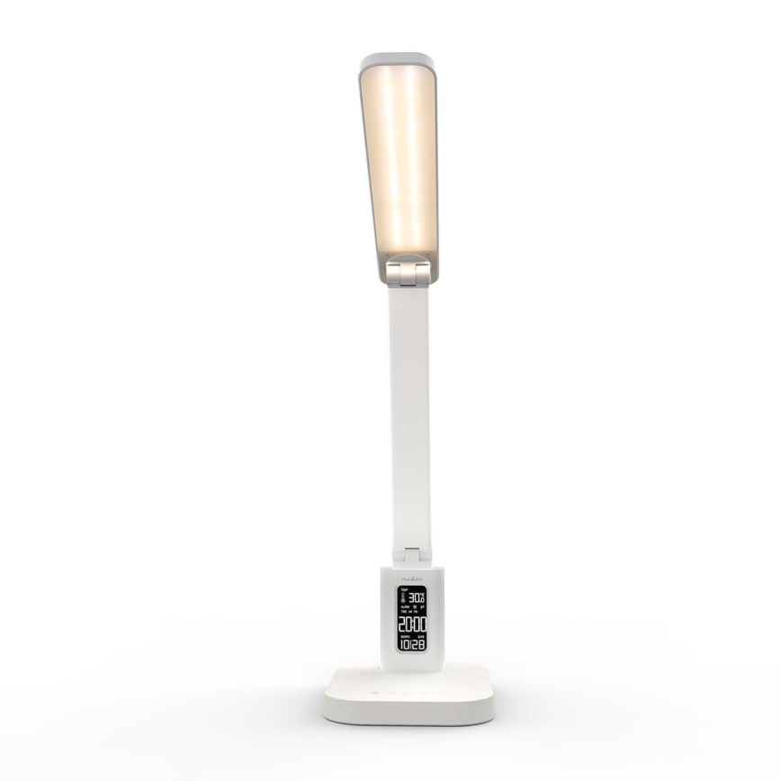 Dimmelhető, újratölthető, érintésvezérelt asztali LED-lámpa kijelzővel LED/7,5W/1200 mAh 3000/4000/5700K CRI 90 fehér