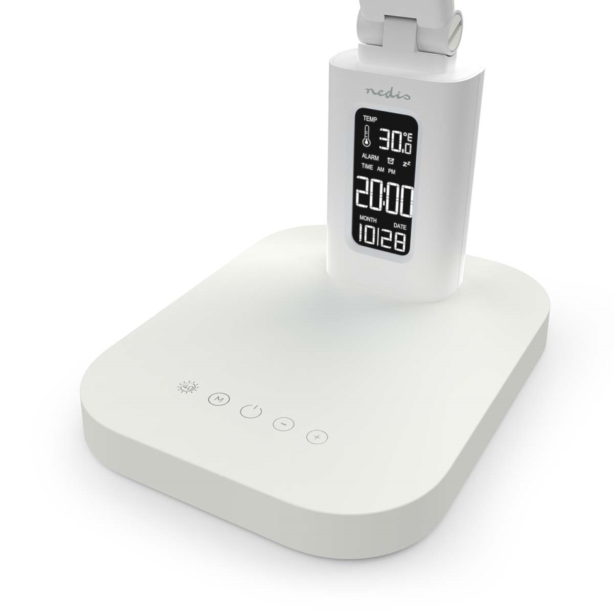 Dimmelhető, újratölthető, érintésvezérelt asztali LED-lámpa kijelzővel LED/7,5W/1200 mAh 3000/4000/5700K CRI 90 fehér