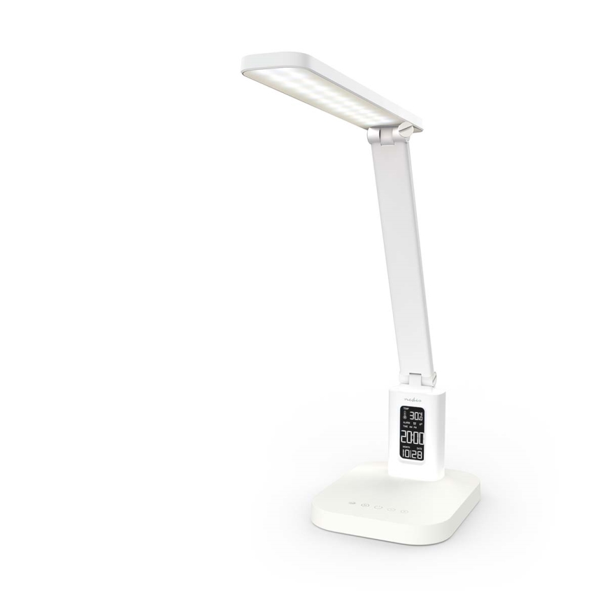 Dimmelhető, újratölthető, érintésvezérelt asztali LED-lámpa kijelzővel LED/7,5W/1200 mAh 3000/4000/5700K CRI 90 fehér