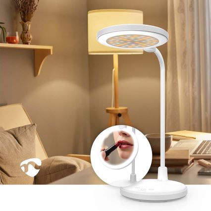 LED dimmelhető, újratölthető érintésvezérlésű lámpa tükörrel LED/6W/1200 mAh 3000/4000/5700K CRI 90 fehér