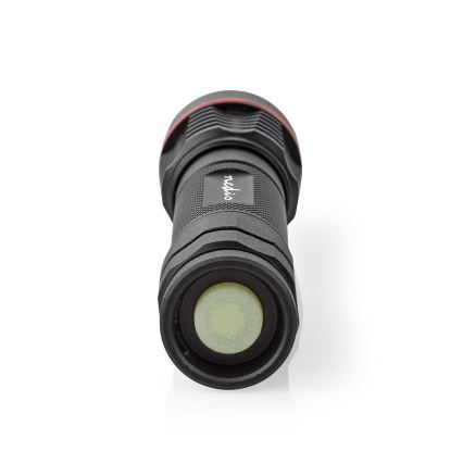 Fényerőszabályozható, újratölthető alumínium zseblámpa LED/10W/5V 2200 mAh IPX7 fekete