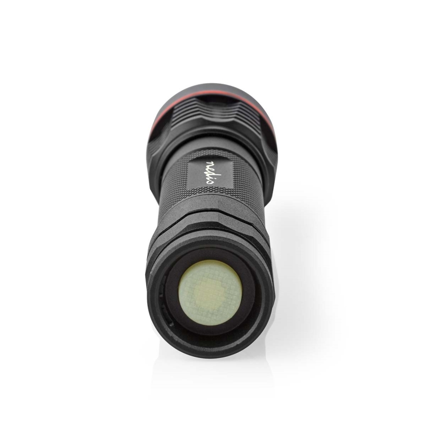 Fényerőszabályozható, újratölthető alumínium zseblámpa LED/10W/5V 2200 mAh IPX7 fekete