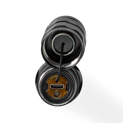 Fényerőszabályozható, újratölthető alumínium zseblámpa LED/10W/5V 2200 mAh IPX7 fekete