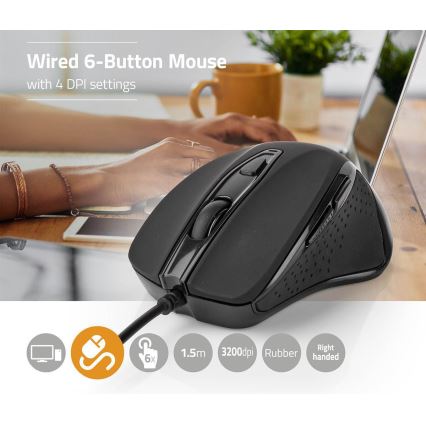 Gaming egér 800/1200/2400/3200 DPI fekete