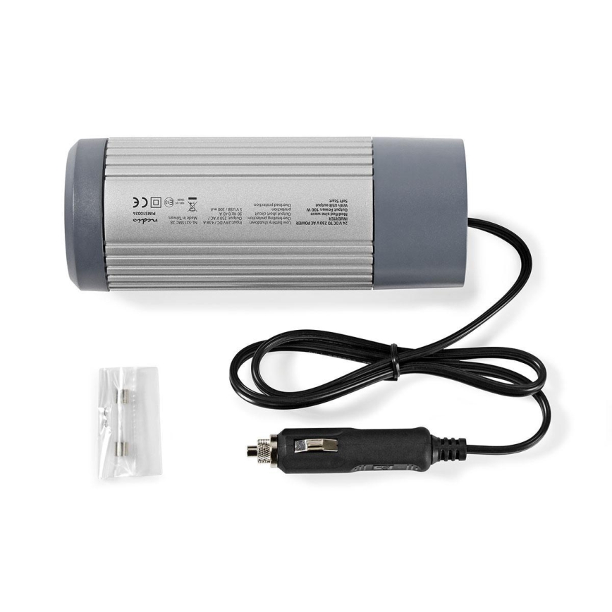 Feszültség átalakító 100W/24/230V + USB