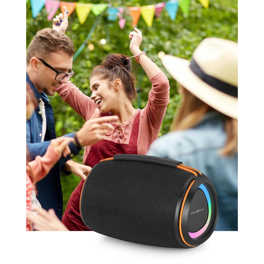 LED-es újratölthető hangszóró 40W/1200 mAh IPX4 fekete