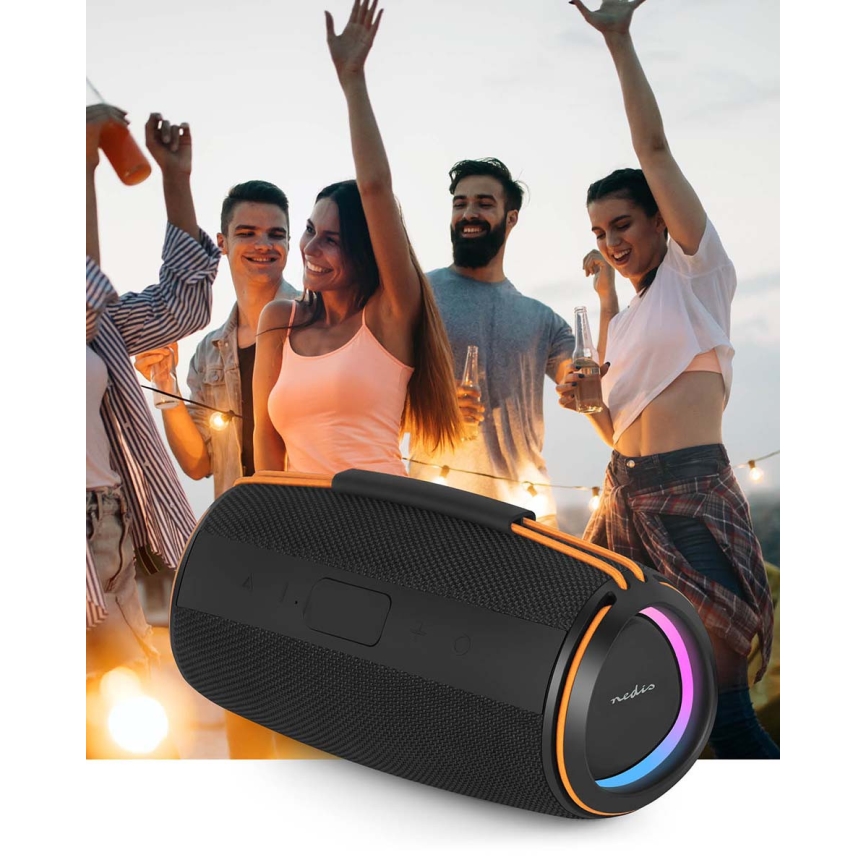 LED újratölthető hangszóró 60W/2000 mAh IPX4 fekete