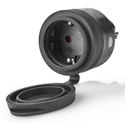 Okos konnektor 3680W/230V/Schuko F típus/16A Wi-Fi IP44 fekete