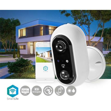 Intelligens kültéri tölthető kamera PIR érzékelővel SmartLife 1080p 5V/5200mAh Wi-Fi IP65