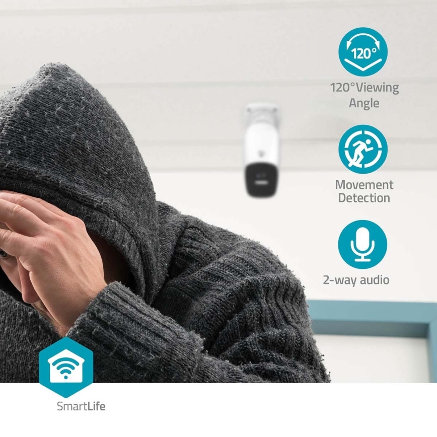 Intelligens kültér újratölthető kamera érzékelővel SmartLife 4MP Quad HD 1440p 5V/5200mAh Wi-Fi Tuya IP66