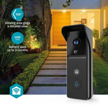 SmartLife mozgásérzékelős videócsengő, 4400 mAh, Full HD 1296p, IP44, Wi‑Fi, Tuya
