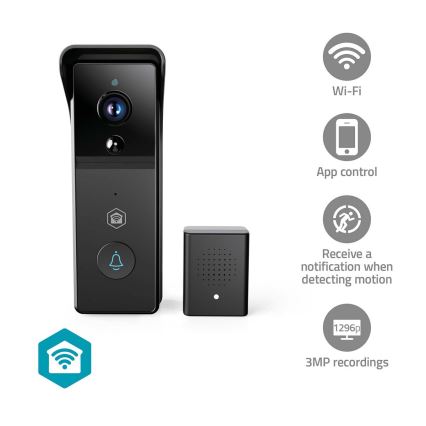 SmartLife mozgásérzékelős videócsengő, 4400 mAh, Full HD 1296p, IP44, Wi‑Fi, Tuya