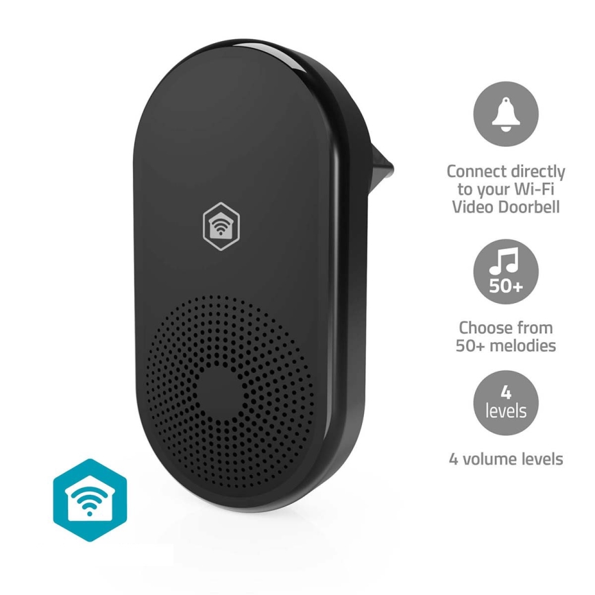 Gong a SmartLife Wi‑Fi csengőhöz, fekete