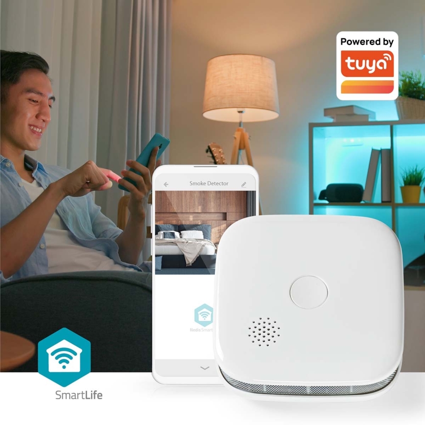 SmartLife okos füstérzékelő 3V/1xCR123A Wi-Fi Tuya