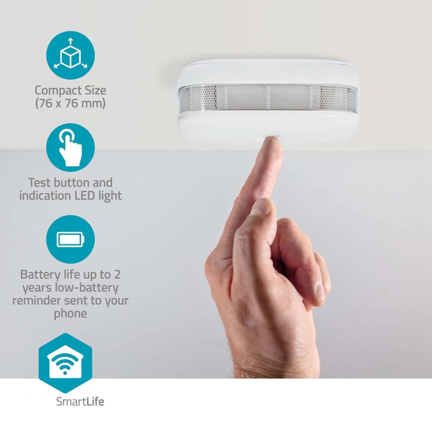 SmartLife okos füstérzékelő 3V/1xCR123A Wi-Fi Tuya