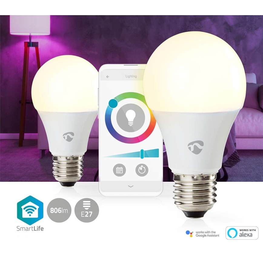 2 db-os LED RGBW dimmelhető izzó SmartLife E27/9W/230V Wi-Fi 2700-6500K