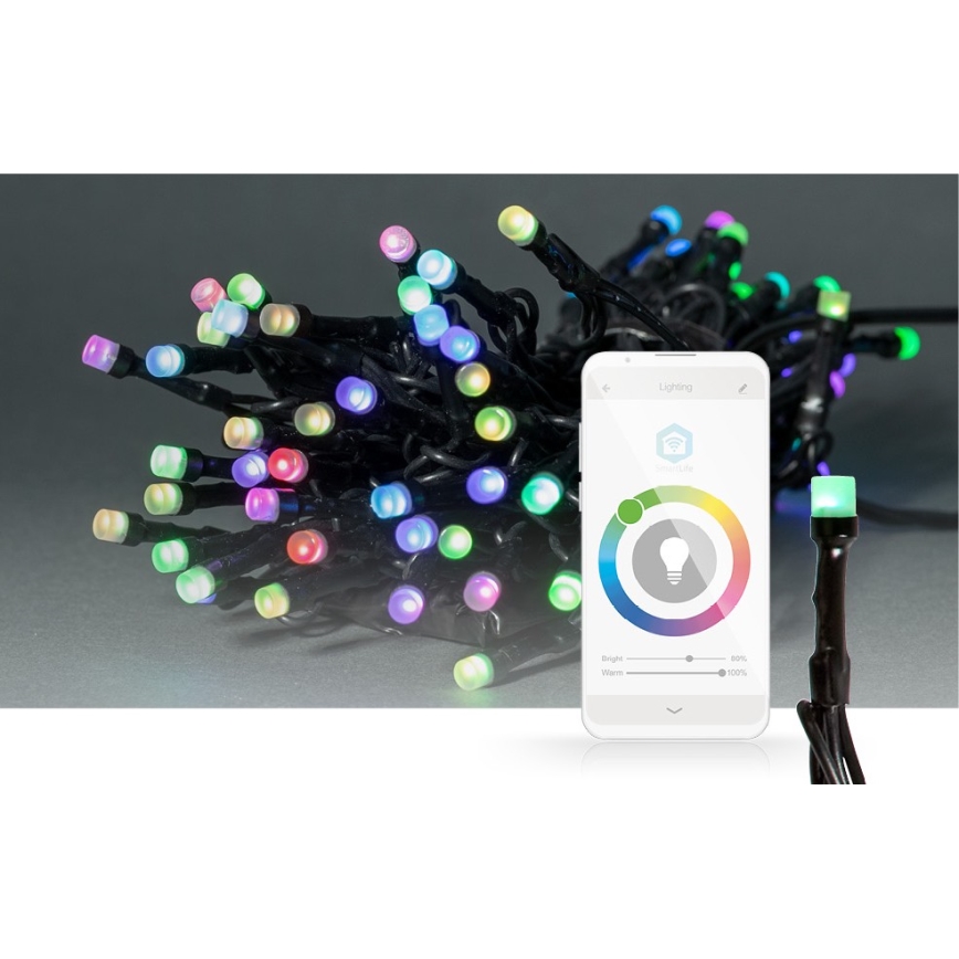 LED RGB kültéri füzér, 42 db LED, 8 üzemmód, 8 m, IP65, Wi‑Fi Tuya