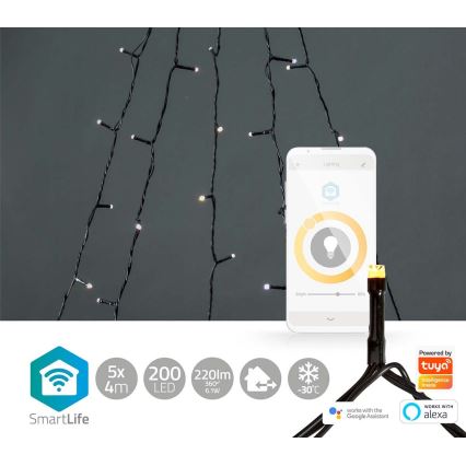 LED Kültéri karácsonyi függöny 200xLED/8 funkció 5x7m IP65 Wi-Fi Tuya