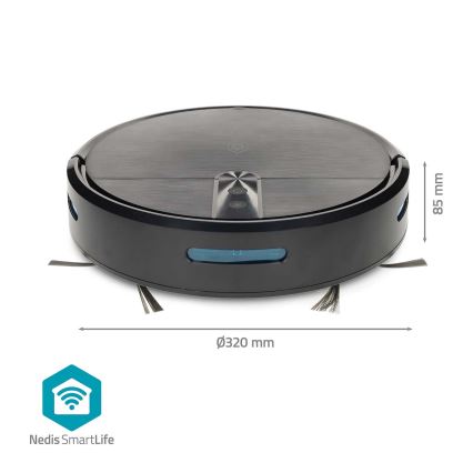 Okos SmartLife robotporszívó mop funkcióval, 2600 mAh, Tuya Wi‑Fi, fekete, távirányítóval