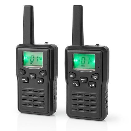 KÉSZLET 2x Újratölthető walkie-talkie LED lámpával 1300 mAh hatótávolság 10 km