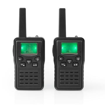 KÉSZLET 2x Újratölthető walkie-talkie LED lámpával 1300 mAh hatótávolság 10 km