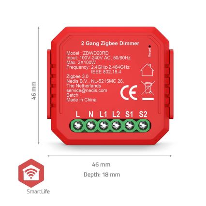 SmartLife okos, kétcsatornás fényerőszabályzó 230V