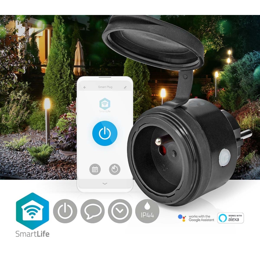 Intelligens aljzat Smartlife 3680W/230V Type E/16A Wi-Fi IP44 fekete
