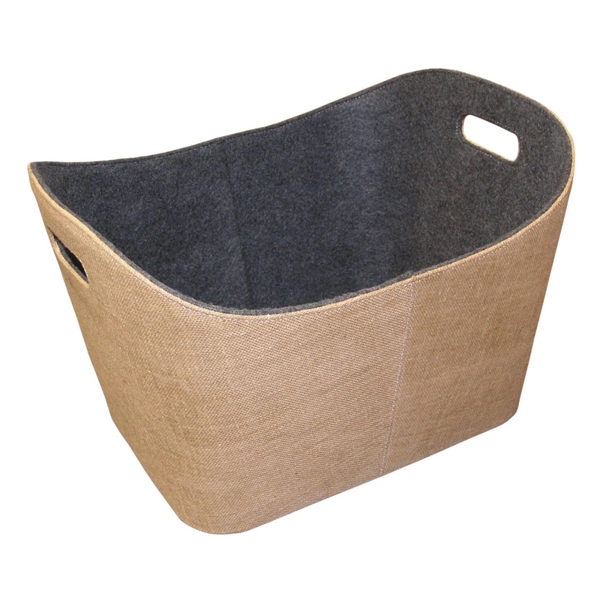 Nemez fa kosár fogantyúkkal 35x55 cm bézs