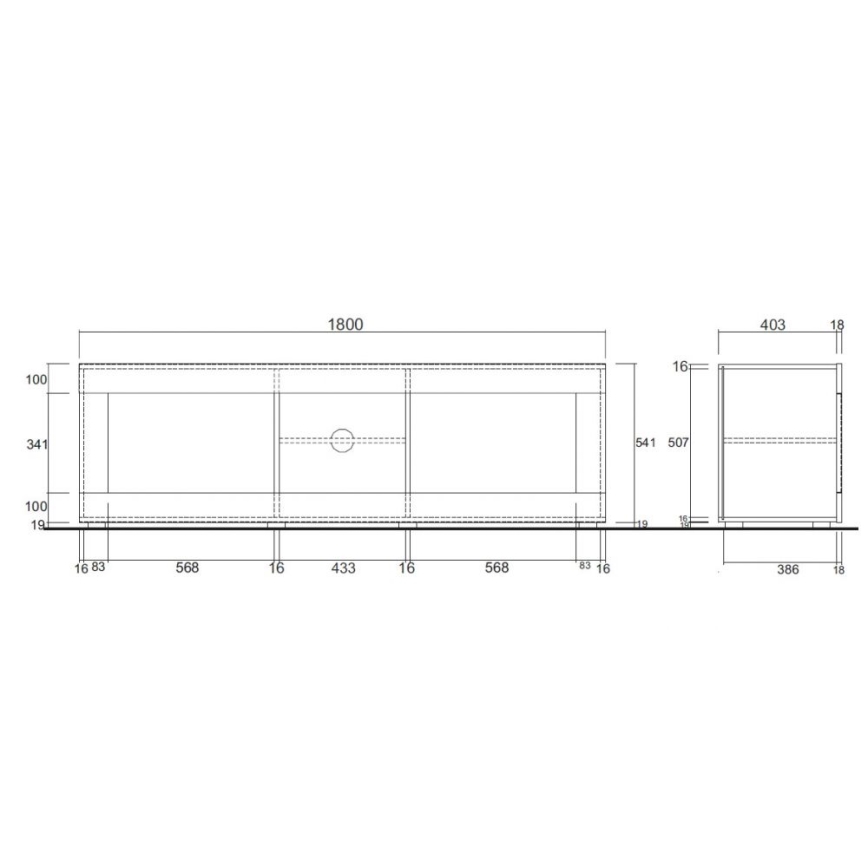 NERILA fehér TV-állvány