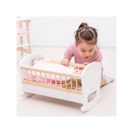 New Classic Toys - Fa ágy játékbabáknak rózsaszín