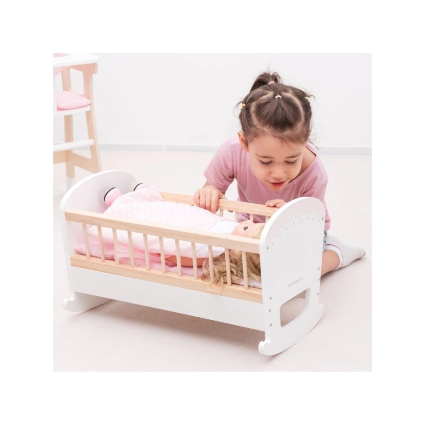 New Classic Toys - Fa ágy játékbabáknak rózsaszín