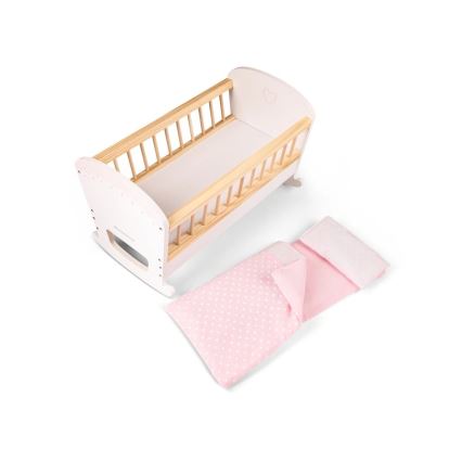 New Classic Toys - Fa ágy játékbabáknak rózsaszín